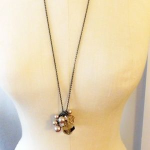 J.Crew Long Chain with Faceted Crystal Pendant